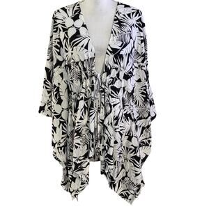 Lands' End Monochrome Leaf Print Swim Coverup